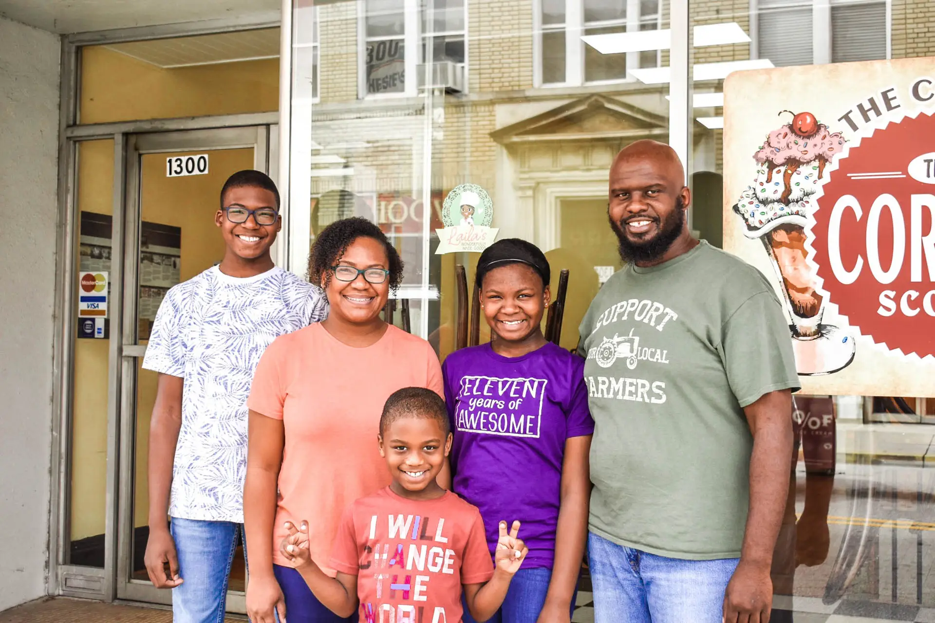 Family-owned café team standing outside Laila’s Place in Newberry, SC